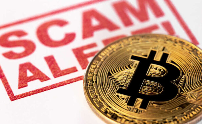 Cyber,Security,,Scam,With,Bitcoin,Cryptocurrency,Symbol,On,White,Background
