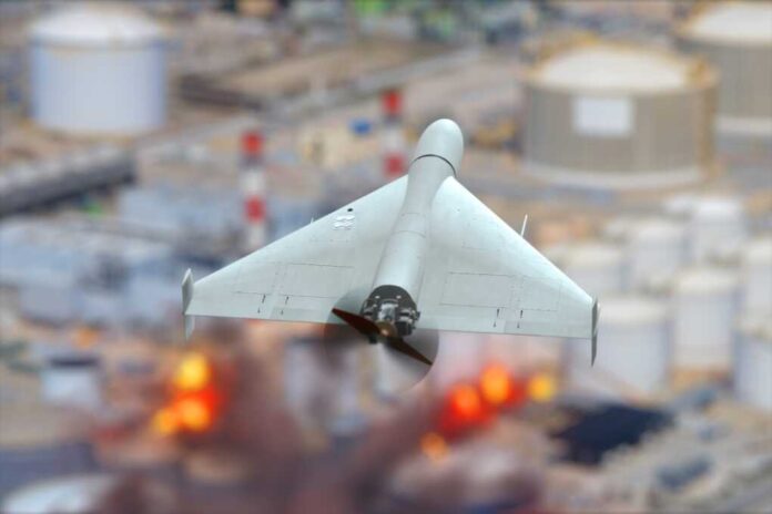 Military,Drone,Attack,On,Oil,Refinery,,Oil,Depot,Fire,,Explosions