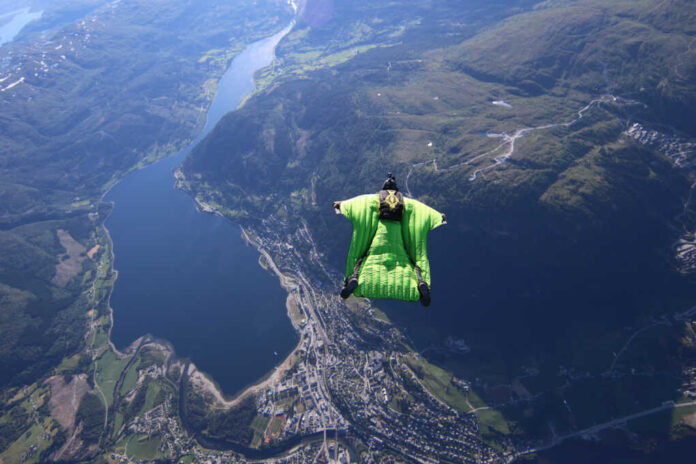Wingsuit,Skydiving,Over,Norway