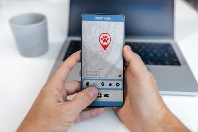 Pet,Locator,App,On,Smartphone.,Remote,Find,Puppy,In,Real