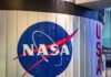NASA logo displayed on a wall with the word USA