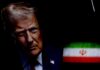 48-Hour Ultimatum: Trump Threatens Iran’s Power Grid Close-up portrait of a political figure with the Iranian flag in the background
