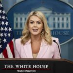 Explosive Showdown: Dem Leader Calls Press Sec “Disgrace” A government official speaking at a press briefing in front of the White House backdrop