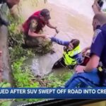 3 rescued after SUV swept off road into creek in southern Indiana