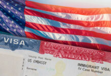 Citizenship Proposal Sparks Elitism Backlash Close-up of a US visa with an American flag in the background