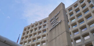 HUD headquarters concrete tower and curved federal building facade