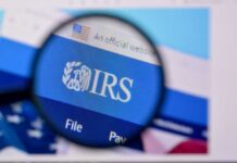 Close-up view of the IRS website interface