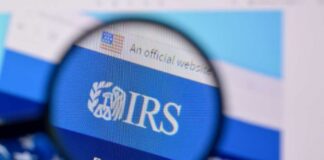Close-up view of the IRS website interface