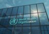 Facade of the World Health Organization building with logo