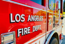 Emergency Declared — Accountability Vanishes Close-up of a Los Angeles Fire Department truck with bold lettering