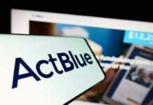 Congress Demands Answers From ActBlue Close-up of ActBlue logo on a mobile device with a website in the background