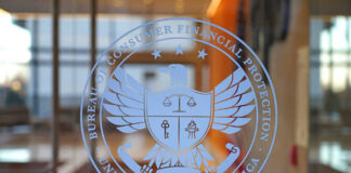 Glass door with U.S. federal agency seal