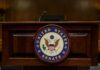 Partisan Power Play Locks In $70B Podium with the United States Senate seal in a formal setting