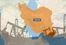 Inside The Aborted Iran Heist — What Changed? Map of Iran highlighting oil production areas with oil rigs in the foreground