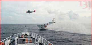 Chinese Coast Guard fires water cannon at Philippines government ship in South China Sea