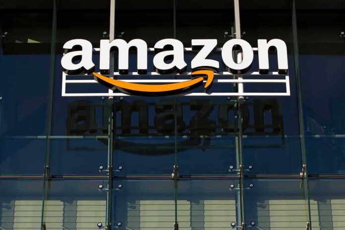 shutterstock_1837702276 Amazon logo on glass building facade