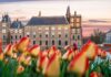 Court Rejects American’s Bid For Refuge Panoramic view of a historic government building with Danish flags and bicycles in the foreground