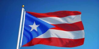 Puerto Rico flag waving on a flagpole
