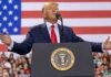 Power Play: Trump Puts Johnson On Top speaker at podium with U.S. flag backdrop