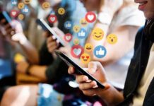 No Influencers Sign Sparks National Fight people using smartphones with social media reactions