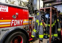 News Chopper Explodes – L.A. Shaken fire truck and hanging firefighter gear in a station