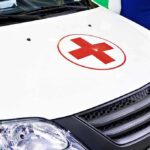 ambulance hood with red cross symbol