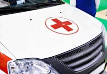 ambulance hood with red cross symbol