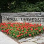 A Viral Cornell Claim Sparks Fierce Debate Cornell University stone sign with red flowers